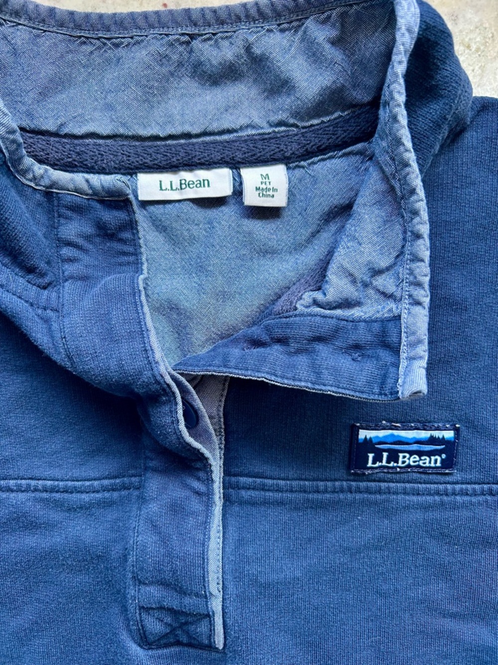 L.L.Bean Navy Pullover with Stand Collar